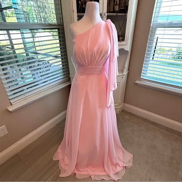 pastel one shoulder dress Claudia One Shoulder Maxi Dress